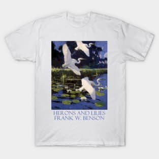 Herons and Lilies by Frank W. Benson T-Shirt